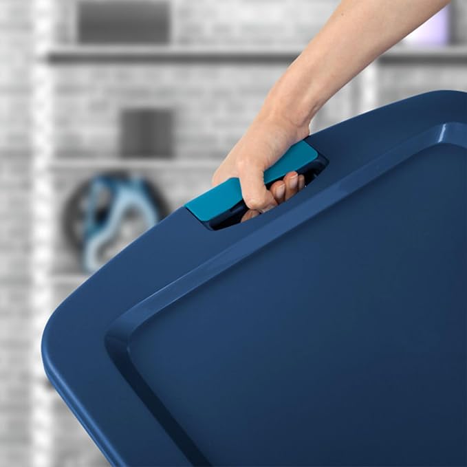 Sterilite 12-Pack Latch and Carry, Clear Plastic Storage Bins with Latching Lids and Full-Grip Handles, 18 Gallon