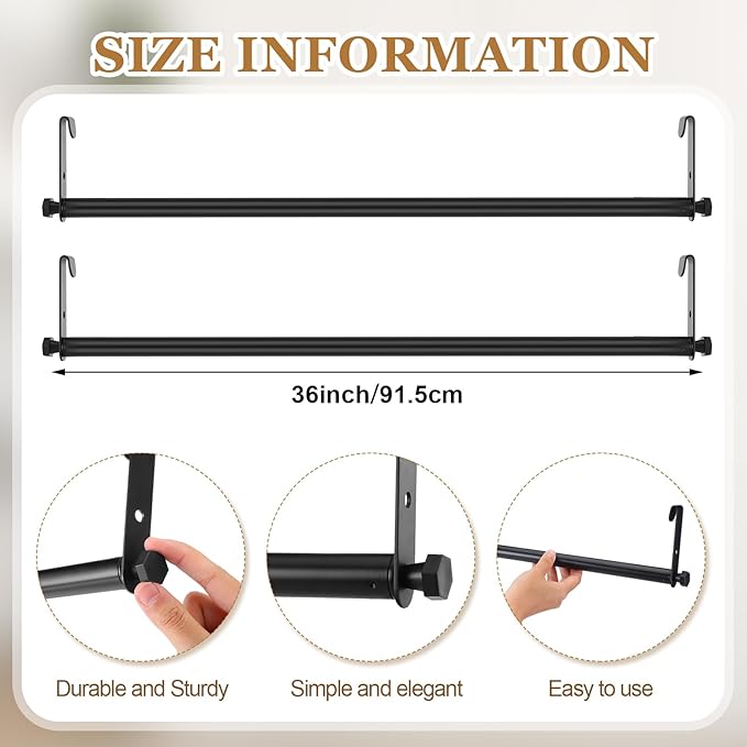 2 Pack Wire Shelving Garment Hanger Bar Wire Shelving Accessories Industrial Closet Clothes Rods for Home Retail Store(Black,36 Inch)