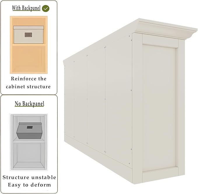 OSCHF 8-Cube Open Bookcase with Base, 2-Tier Low Cabinet, White | Curved Base, Crown Molding, Fits 11×11" Bins, Modern Bookshelf for Living Room, Bedroom, Home Office, TV Stand Storage