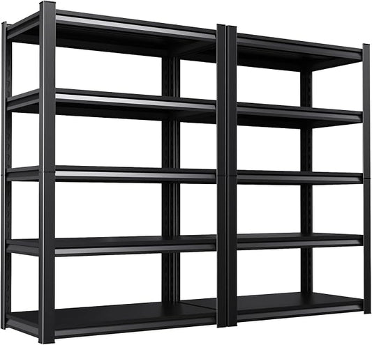 71.2''H Storage Shelves, 2500lbs Garage Shelving,Adjustable Heavy Duty Shelving Unit,5tire Tall Garage Shelves，Metal Standing Shelf Units,Utility Rack For Kitchen Warehouse Industrial Basement 2 Pack