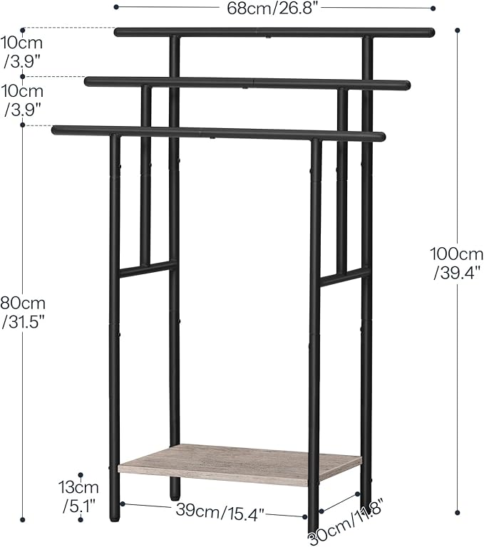 HOOBRO 39.4" Tall Freestanding Towel Rack for Bathroom, 3 Tier Stepped Blanket Rack with Shelf, Oversized Bath Towels Drying and Display Rack, Black and Rustic Brown BG50LB01