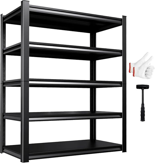 5-Tier Heavy Duty Metal Garage Shelving, 71.2"Hx46"Wx20"D, Adjustable Storage Shelves Unit for Garage Storage, Metal Shelving & Shelves Organizer for Home, Warehouse, Workshop & Commercial Use