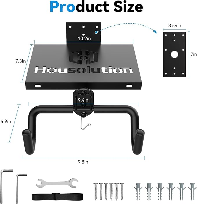 Housolution Bike Wall Mount Horizontal with Shelf EVA Foam Padded | Bike Hooks for Garage up to 48.5LBS, Carbon Steel, Adjustable Bikes Wall Hanger for Road, Mountain and Hybrid Bikes