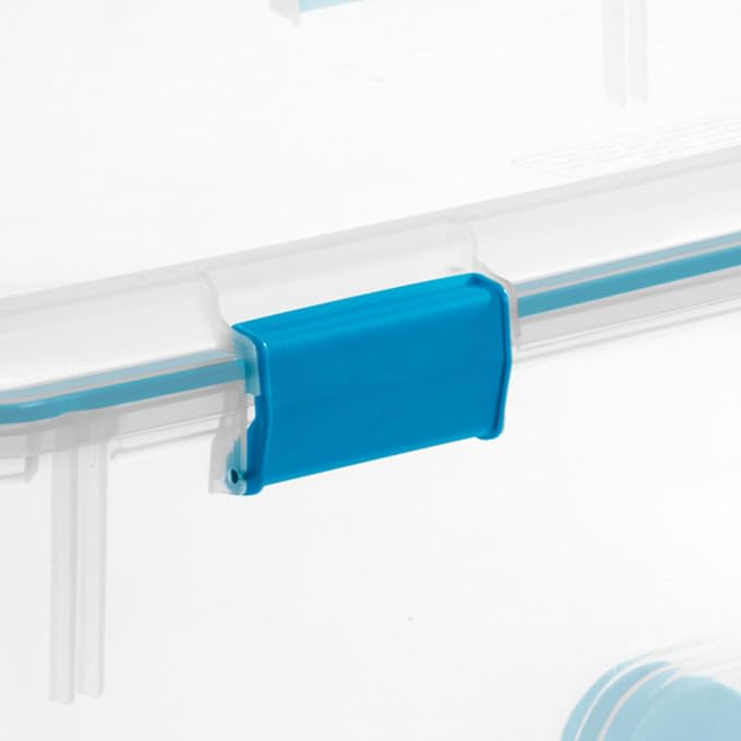 Sterilite 120 Qt Wheeled Gasket Box, Stackable Storage Bin with Latching Lid, Handle and Tight Seal, Plastic Container with Clear Base and Lid, 1-Pack