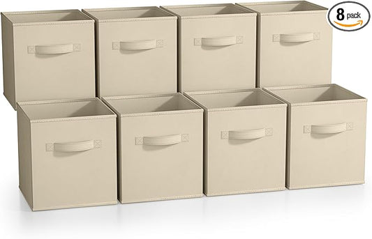 Sorbus Fabric Storage Cubes - 8 Foldable Storage Bins for Organizing Pantry, Cubbies, Toy Box - Clothes Storage & Closet Organizer - 11 Inch Collapsible Cube Baskets for Shelves with Handle