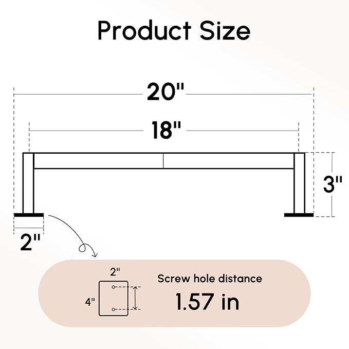 Matte Black Towel Bar, 18 Inch Towel Racks for Bathroom | Heavy Duty Stainless Steel Towel Holder Wall Mounted, Easy Installation (Total Length 20 Inch)