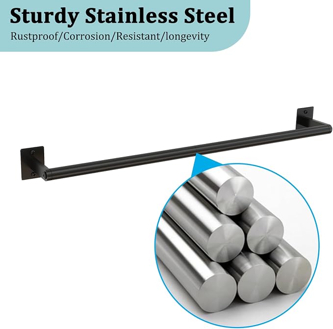 2 Packs 24 Inch Bathroom Towel Bar, Matte Black Towel Racks for Bathroom, JIAPAIDUO Bathroom Towel Rack Wall Mounted, Bath Hand Towel Holder Organizer, Modern Home Decor Towel Rod