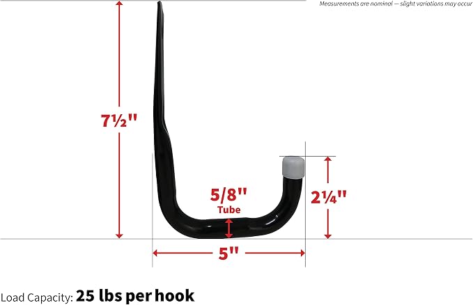 Shepherd Hardware 8089E Heavy Duty Steel 5-Inch Garage Storage Utility Hooks, 4 Pack, Black