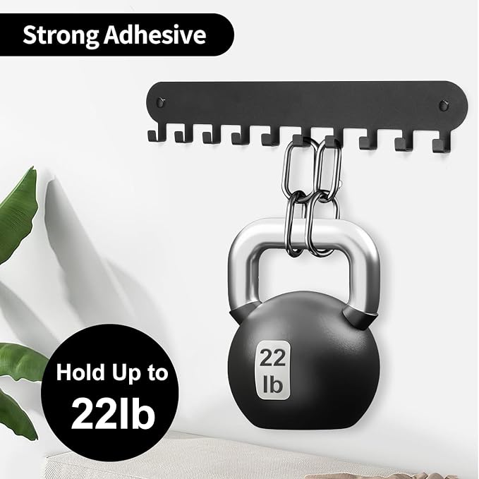 1 Pack Key Holder for Wall,Key Hooks with 10 Hooks, Black | Key Holder Wall Mount Self Adhesive Key Rack for Wall No Drill for Living Room, Kitchen, Bathroom, Garage