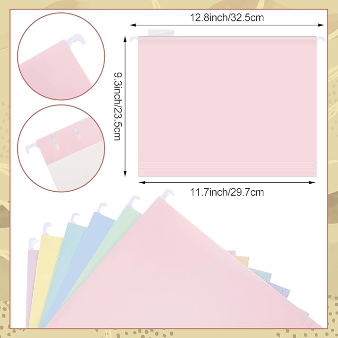 Dispowreath 24 Hanging File Folder with Acrylic Organizer for Letter/a4 Size Desktop Clear File Storage Box with Handles for Home Work Office Use (Pastel)