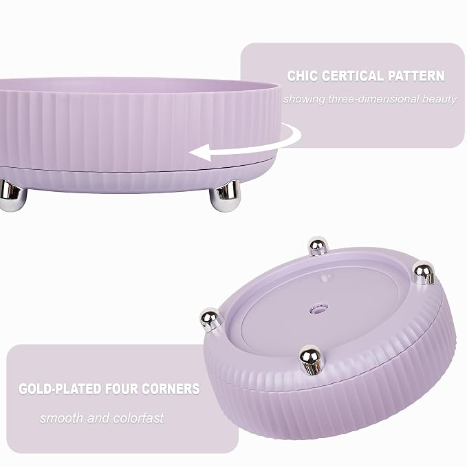360 Rotating Makeup Perfume Organizer Skincare Tray, Small Purple | 360 Degree Spinning Lazy Susan Organizer Lotion Cosmetics Storage for Dresser, Vanity, Bathroom Countertop