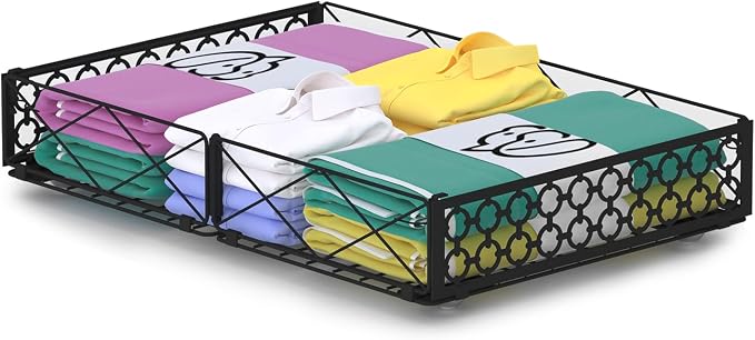 NADAMOO Under Bed Storage with Wheels, Low Profile Rolling Organizer Bins | Ultra-low 5.4" Height, 360° Swivel Casters, Strong Metal Containers Hold Shoes, Clothing, Toys, Dorm & Home Use, 1 Pack