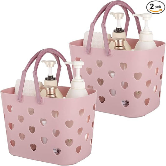 Portable Shower Caddy with handle Plastic Shower Basket Organizer, Pink | Bathroom Caddy Storage Tote Cleaning Supply Caddy for College Dorm, Kitchen, Pantry, Garage