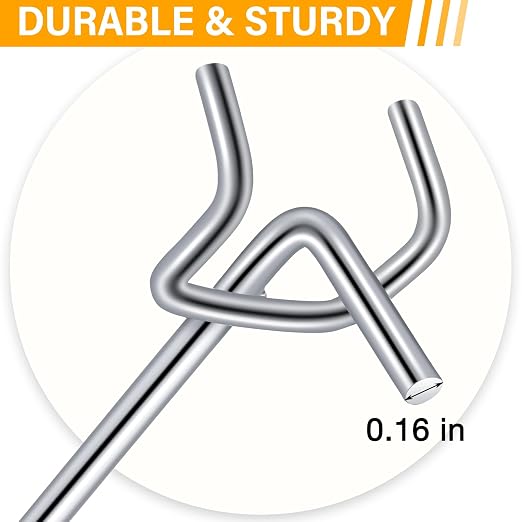 100 Pcs Peg Board Shelving Hooks Stainless Steel Hanging Board Pegs Wall Display Hooks Bulk for 1/8 1/4 Garage Storage Organizer Accessories (6 Inch,Silver)