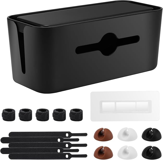 Cable Management Box,Cord Organizer for Home Office Cable Wire Hide,Black | Box for Desk Floor Cable Hide,Cable Box Organizer to Cover The Power Strip Cord Wires