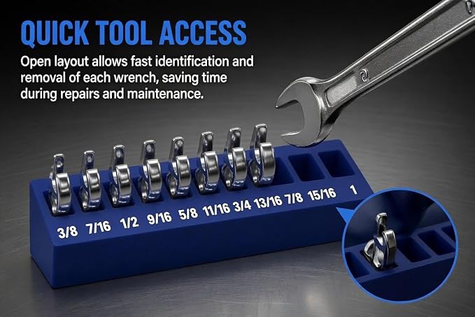 Magnetic Tool Organizer Holder for Crowfoot Wrench Sets, Compatible with ICON SAE & Metric, Toolbox Storage Rack, 2Pcs