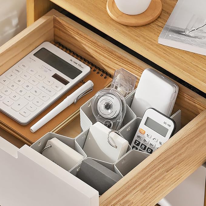 Drawer Divider Organizer Adjustable DIY Grid Honeycomb Drawer Divider for Underwear Belt Scarf Socks Gray
