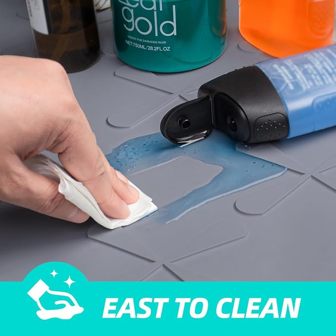 SIKADEER Waterproof Under Sink Mat Food-Grade Kitchen Shelf Liner 40" x 22" | Thick Raised Edge Cabinet Protector, BPA Free Kitchen Organizer and Storage, Non-Slip Dog & Cat Mat, Silicone Drying Mat