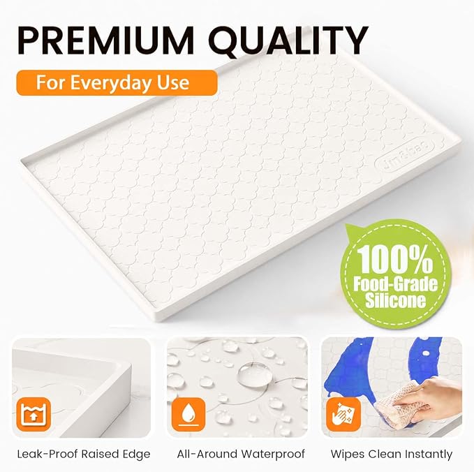 Jin&Bao Under Sink Mat 34" x 22" Waterproof Silicone Cabinet Kitchen Liner | Silicone under kitchen sink mat,cabinet protector,bathroom shelf liner,raised edge,anti-slip,easy to clean & dishwasher safe