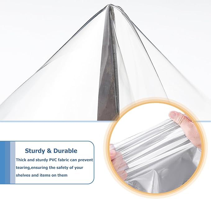 Waterproof Shelf Cover,Durable Dustproof Storage Wire Rack Covers,Outdoor Shelving Covers for Wire Shelves with Zipper 48''x20''x72'',Clear,Cover Only