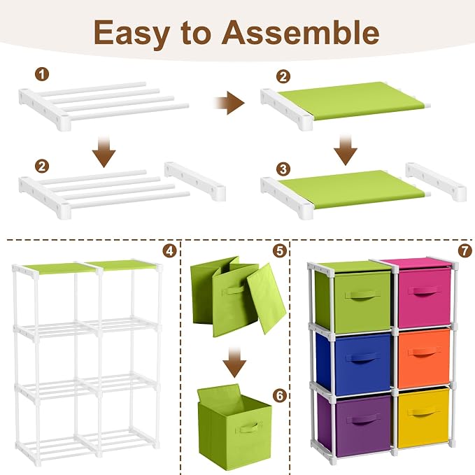 Briwooody 6 Cube Storage Organizer Storage Bins Shelf,Multicolor