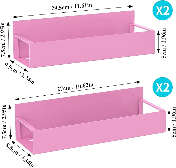 HuggieGems 4 Pack Magnetic Spice Storage Rack Organizer for Refrigerator and Oven, Pink Fridge Organizers and Storage