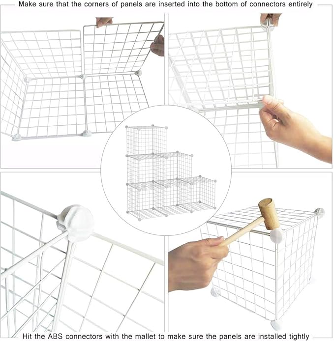 C&AHOME Wire Cube Storage, 6 - Cube Organizer Metal C Grids, Units, White | Modular Shelves Units, Storage Bins Shelving, Closet Organizer, Ideal for Home, Office, Living Room