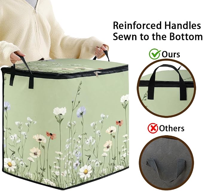 2pcs blanket storage bag for under bed,closet organizers 95L | clothing sweater sheet bedding comforter duvet quilt pillow toy storage bags with lids,dorm room essentials for containers