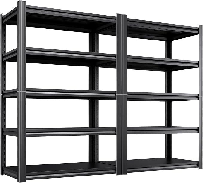 Metal Garage Shelving 5 Tier Storage Shelves, 71"Hx35"Wx16"D Adjustable Heavy Duty Shelving Unit and Storage Large Rack, Utility Steel Shelf 2 Pack for Shop Warehouse Industrial Pantry Basement