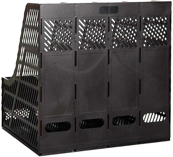 SAYEEC Desktop Magazine Holder Desk File Organizer 4 Compartments Vertical File Dividers Book Holder Frames Document Cabinet Rack Storage Organizer Box for Home Office School Black