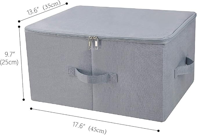 17.6 X 13.6 X 9.7",Folding Closet Clothes Storage Boxes with Zip Lid, 2 PCS | 17.6"x 13.6"x 9.7", drawer Cubes, Breathable Fabric & foldable Design Organizer Bins for Clothing Toy Dolls, Blankets
