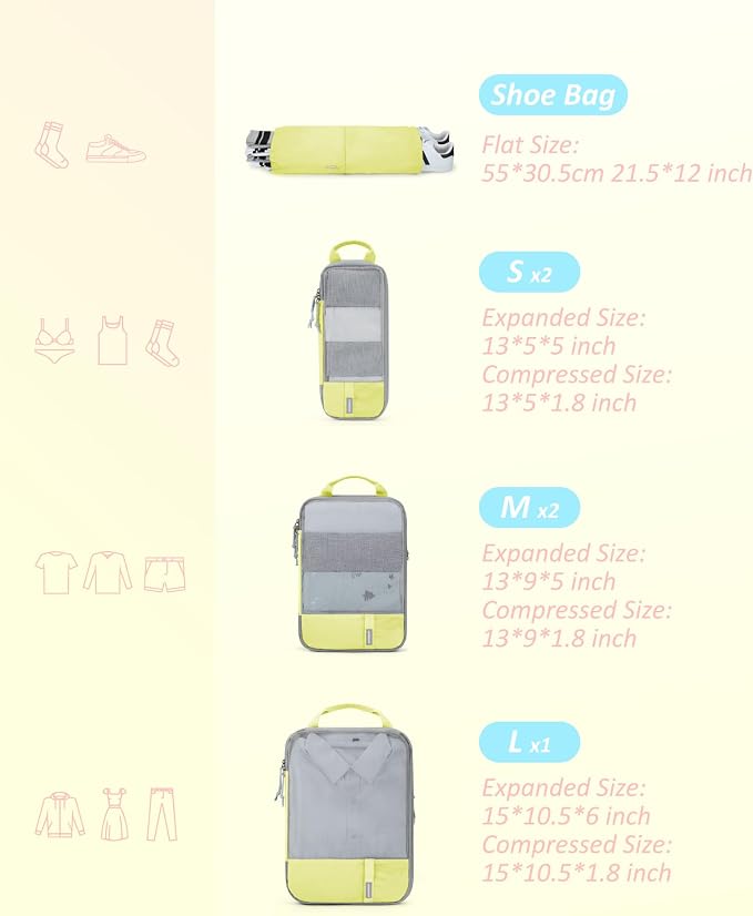 BAGSMART Compression Packing Cubes for Travel Essentials | 14 Set /6 Set /4 Set/2 Set, Lightweight, Durable
