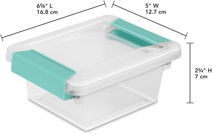 Sterilite Clip Box, Stackable Clear Plastic Bins- Mini, 24-Pack | Storage Containers with Latching Lids for Writing, Arts or Crafts Supplies - Home, Office, Classroom & Workshop Organization