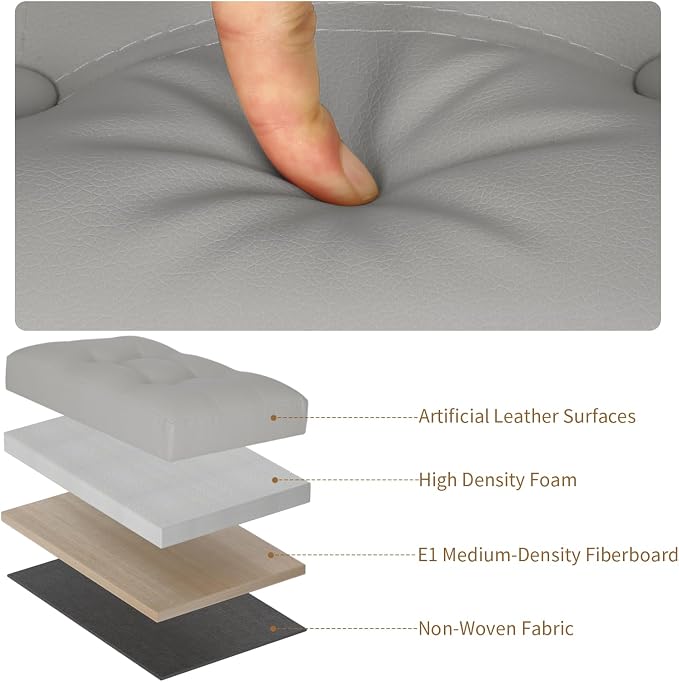Ottoman with Storage. Foldable Foot Stool with Thick Foam Padded Seat, Grey | Small Ottoman Foot Rest for Living Room Bedroom Home Office, Foot Stools Ottoman with Side Pockets and Handles, 17x13x13in