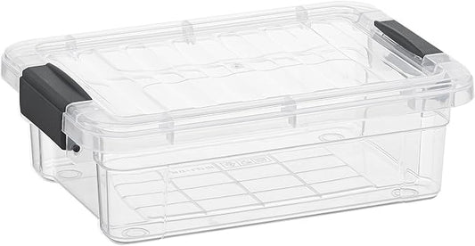 Superio Clear Storage Boxes with Lids, 1.27 Quart Plastic Container Bins for Organizing, Stackable Crates, BPA Free, Non Toxic, Odor Free, Organizers for Home, Office and Dorm