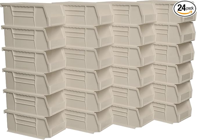 Akro-Mils 30220 AkroBins Plastic Storage Bins, 7"x4"x3", Stone, 24-Pack