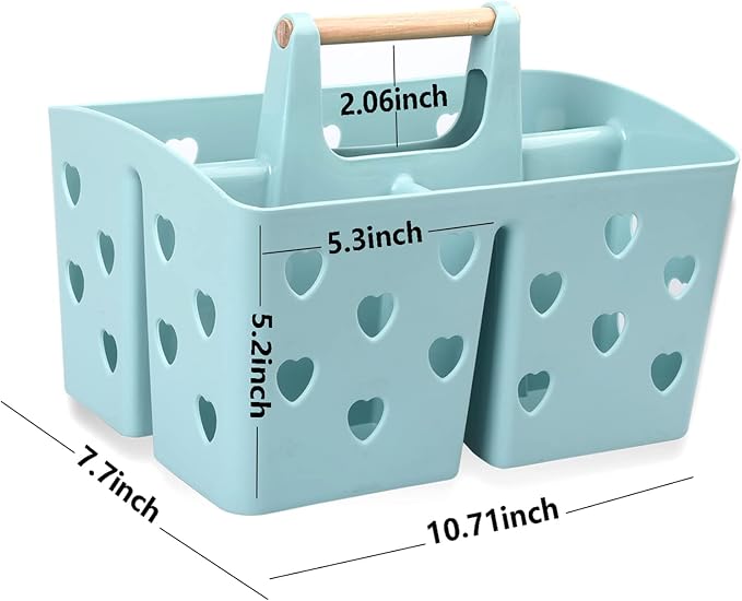 Portable Shower Caddy Plastic Shower Basket Organizer with Handle, Blue | Divided Bathroom Caddy Storage Cleanning Caddy Tote for College, Dorm Room, Kitchen