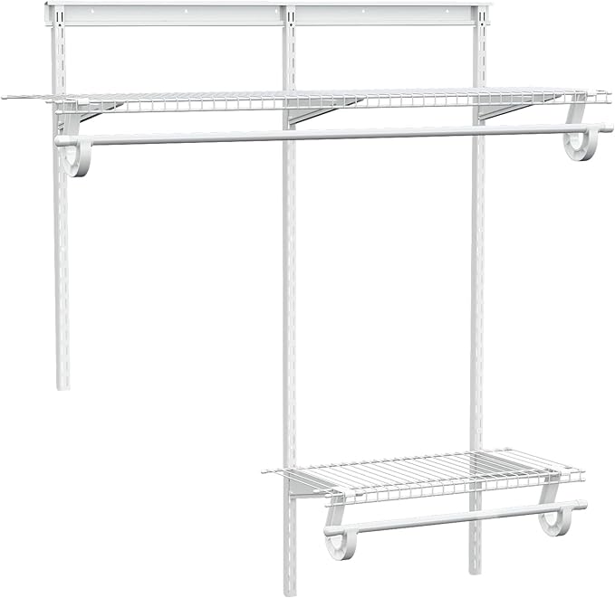 PROWORX 2-4 Ft. White Custom Insert Wire Closet Organizer System Kit | Adjustable Wall Mounted Metal Wire Closet Shelving System, Closet Shelves with Hanging Rods for Pantry Laundry Mudroom