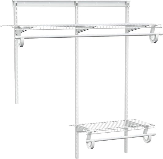 PROWORX 2-4 Ft. White Custom Insert Wire Closet Organizer System Kit | Adjustable Wall Mounted Metal Wire Closet Shelving System, Closet Shelves with Hanging Rods for Pantry Laundry Mudroom