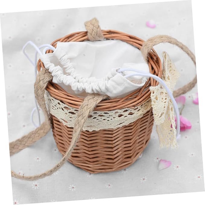 PRETYZOOM Woven Storage Basket Decorative Weaving Rustic Hand-woven Flower Basket for Weddings Picnics and Home Organization Lightweight and Multi-functional Design