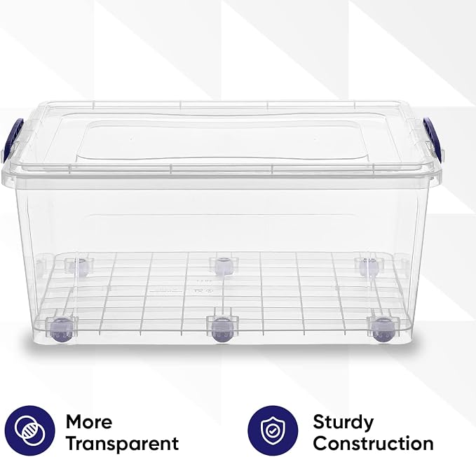 Superio Storage Bins with Lids, Clear Plastic Containers for Organizing, Stackable Totes, BPA Free, Odor Free, Organizer Boxes for Home, and Dorm (4 Pack, 32 Quart)