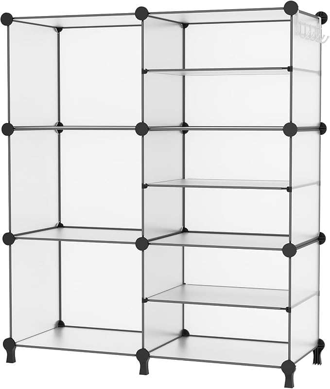 AWTATOS 6 Cube Closet Organizer Storage Shelves, Translucent | Portable Closet Clothes Organizers Storage Shelf DIY Stackable Cubby Shelving for Closet Bedroom Living Room Office