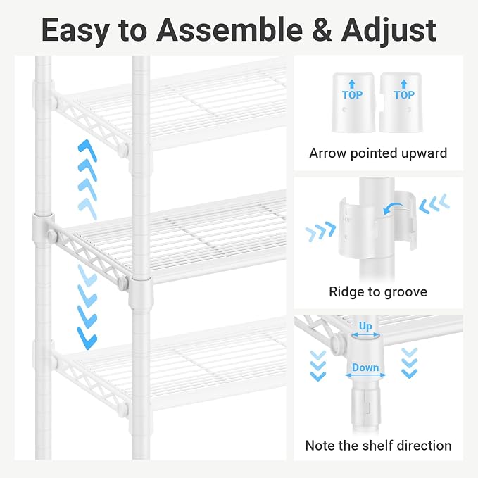 VIPEK S2 8-Tier Shoe Rack with Hanging Rods, Heavy Duty Garment Rack, White | Freestanding Clothing Rack with 2 Hanging Rods, Adjustable Shelves, Heavy Duty Walk-In Closet Organizer for Entryway/Bedroom