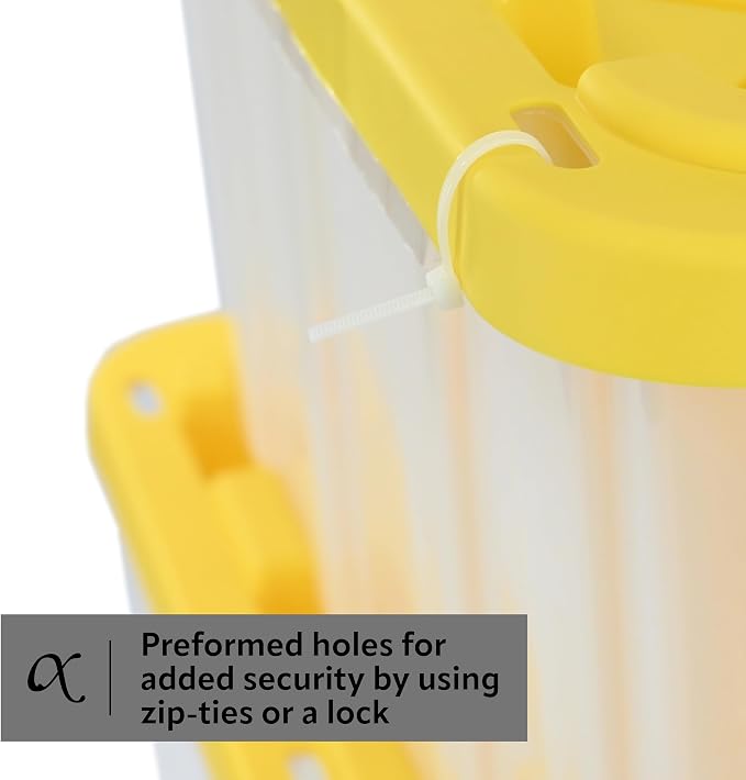 CX 27-Gallon Heavy Duty Clear Stackable Storage Bins with Lids, 2 Pack Clear/Yellow