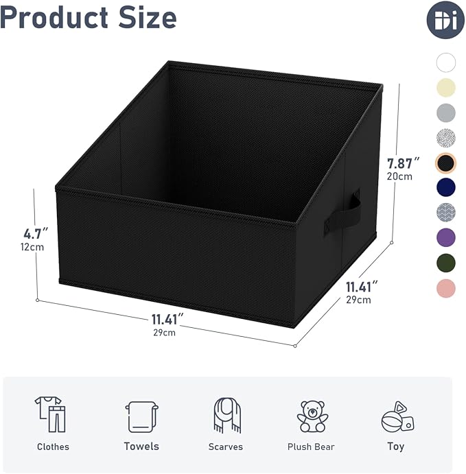 DIMJ Closet Storage Bins 12 Pack - Fabric Storage Baskets for Shelves, Collapsible Clothes Organizer with Handles, Trapezoid Shelf Organization Storage Cubes for Purse, Toys, Books, Towel, Clothes