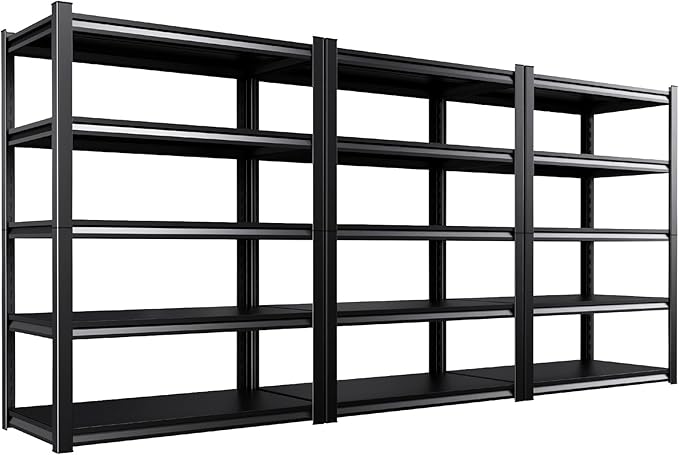 Set of 3 Garage Shelving - 2050 lbs 5 Tier Storage Shelves, Adjustable Heavy Duty Metal Shelving Unit and Storage Large Rack, Utility Steel Shelf for Warehouse Industrial Pantry Basement 71"x46"x20"