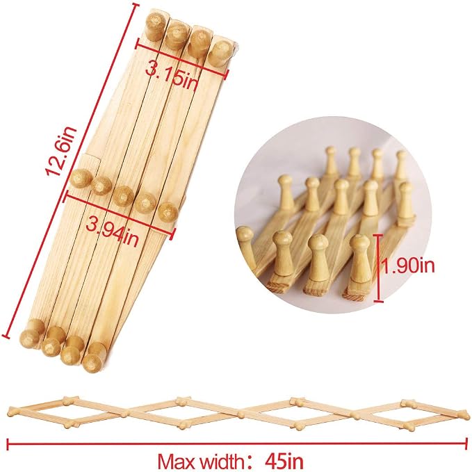 AMAPON Accordion Wall Hanger Expandable Coat Hat Rack 10 Peg Hook 2 Pack | Hang Hats Jackets Coffee Mug Purses Necklaces Towels Cap Leash Scarves Data Line Kitchenware
