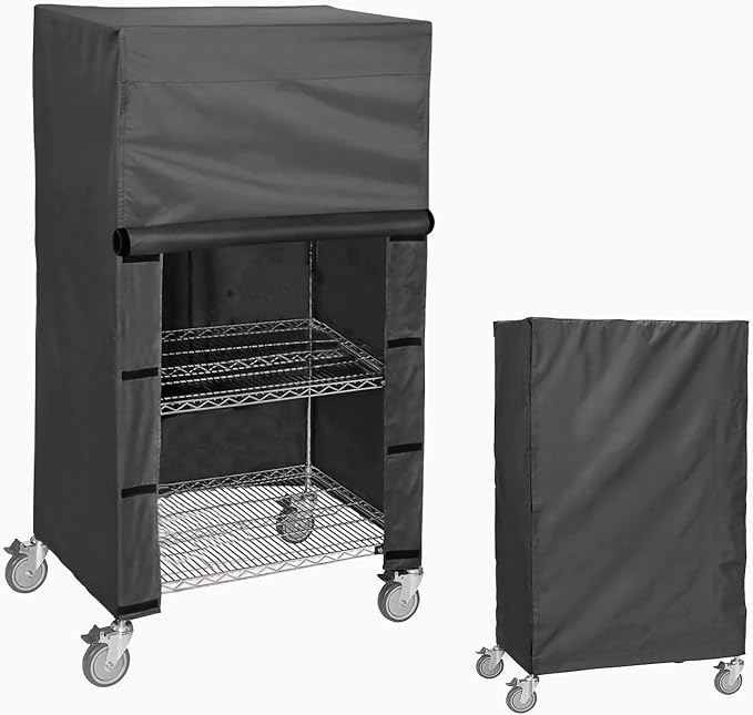Wire Shelf Cover, Fits 24" W x 14" D x 59.5" H Stand Shelving | Waterproof Dustproof Storage Rack Cover, nylon with Hook and Loop Closure, for Shelving Unit, Black (No Shelves)
