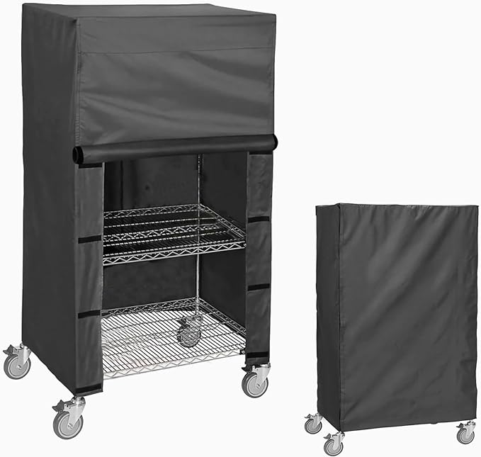 Waterproof Shelving Cover, Fits 48" W x 24" D x 72" H Storage Rack | Heavy-Duty Shelf Dust Cover, Nylon Buckle and Hook & Loop Closure, For Rack in Garage, Warehouse, Basement (No Shelves)
