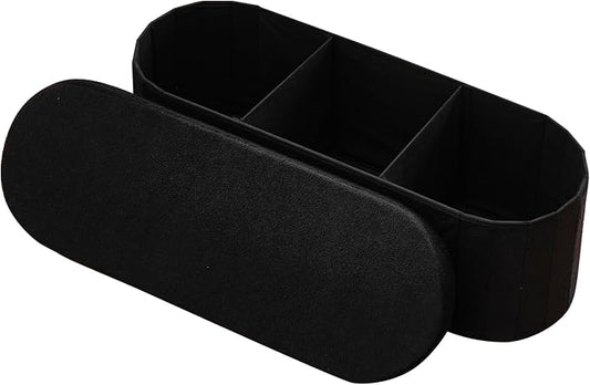 VEVOR Oval Storage Ottoman Bench, Foldable Teddy Fleece End of Bed Bench, Folding Upholstered Bed Ottoman Chest with Large Storage Space, Supports 660 lbs, for Living Room, Bedroom, Entryway, Black